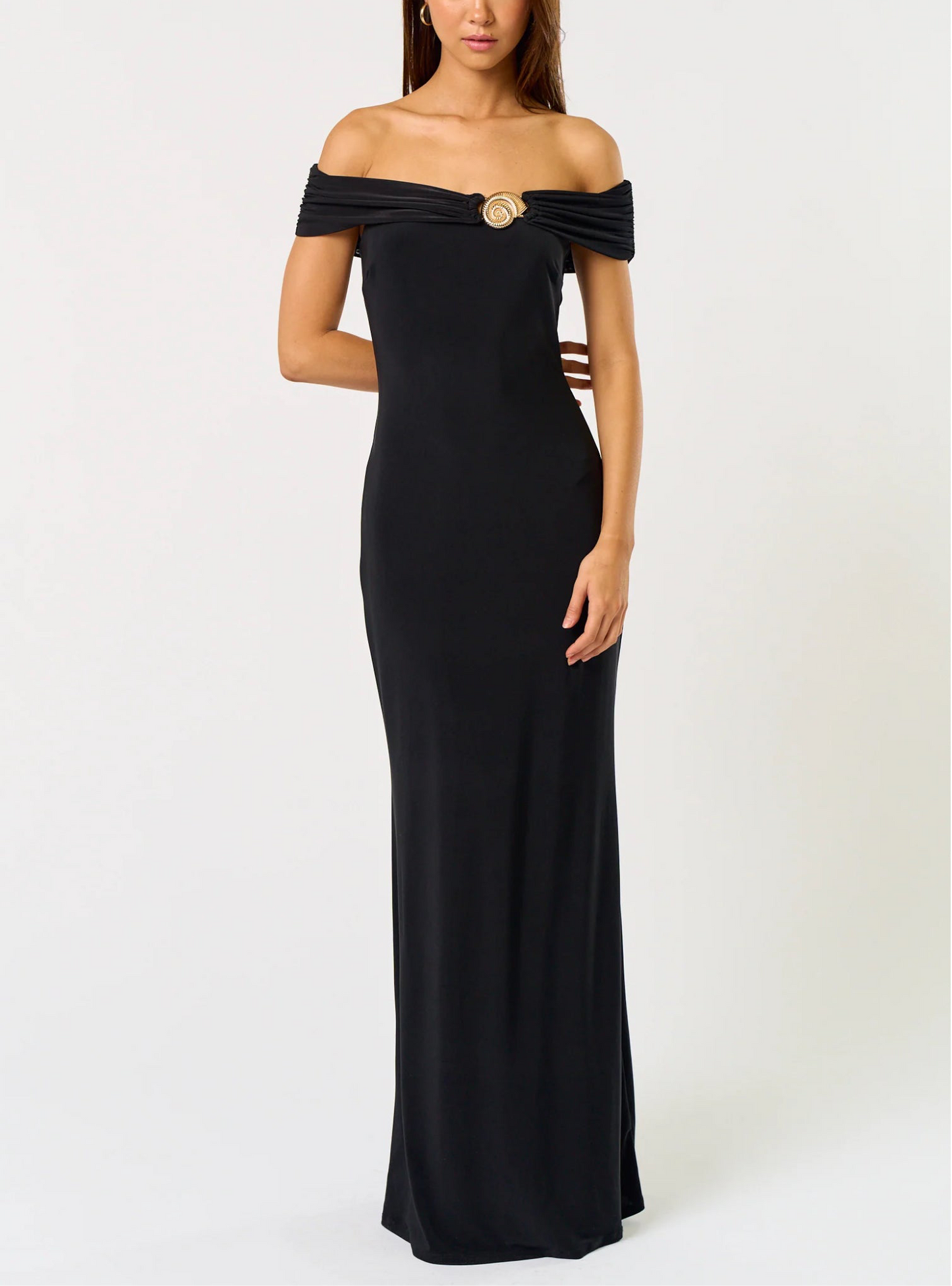 Off The Shoulder Maxi Dress With Seashell