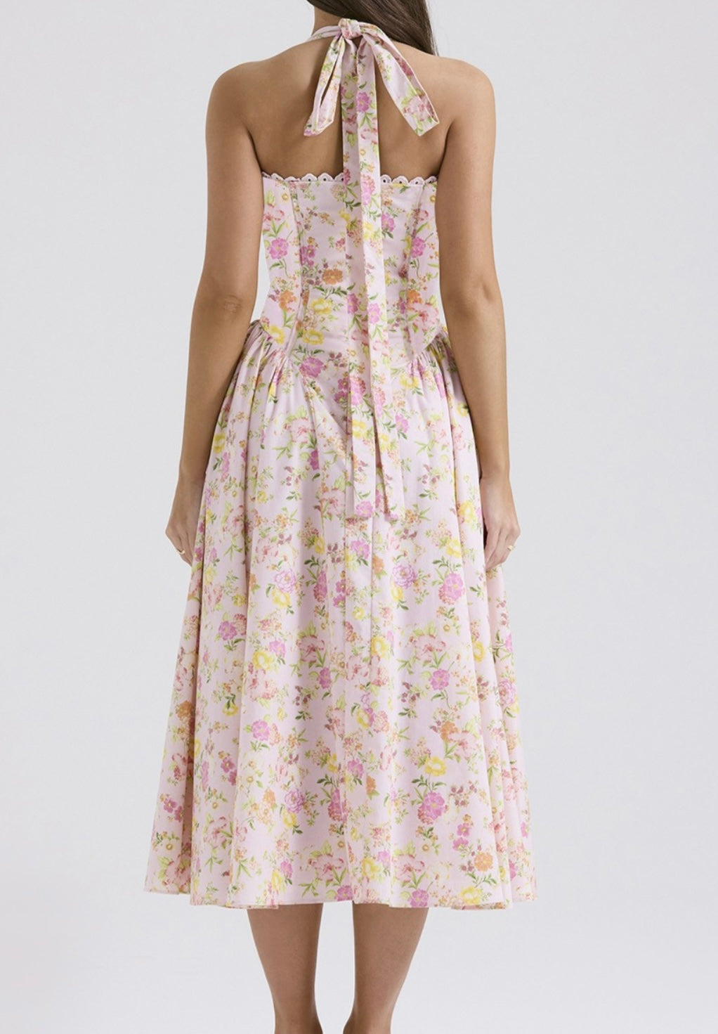 Floral Haltered Neck Midi Dress