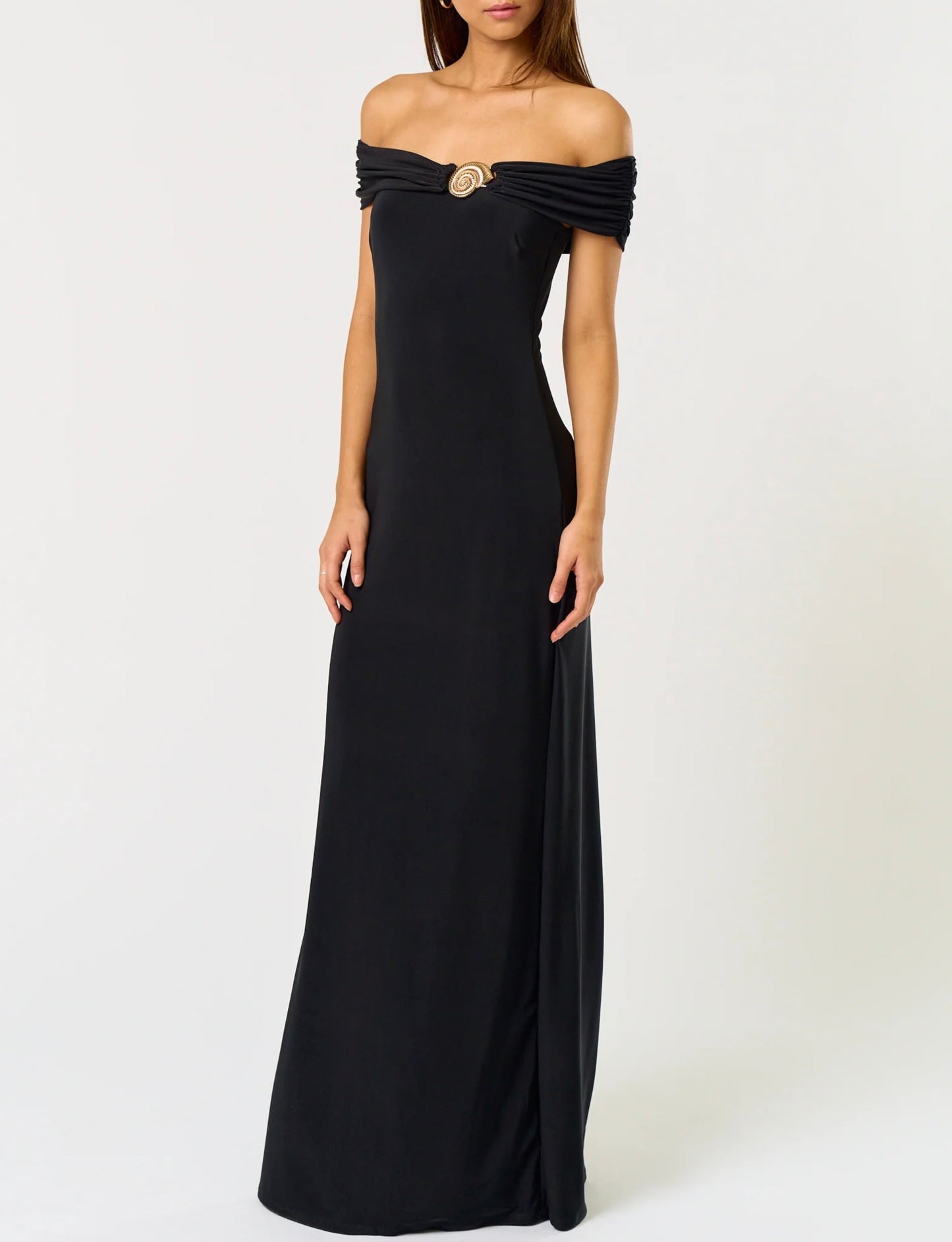 Off The Shoulder Maxi Dress With Seashell